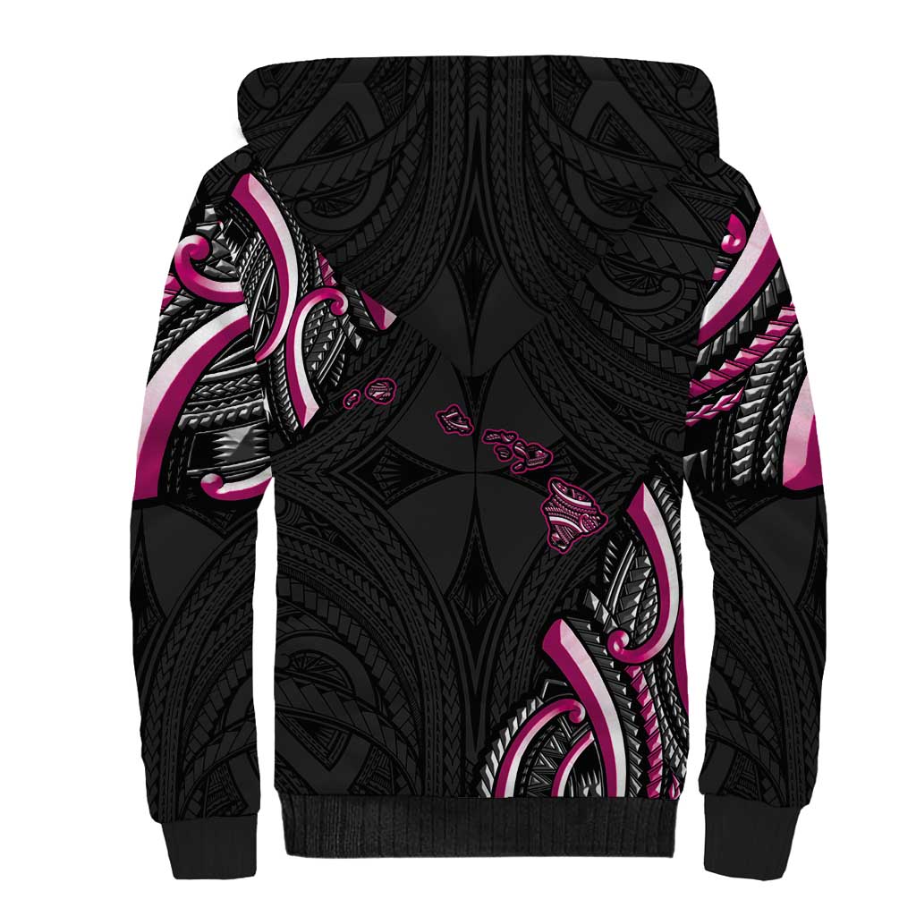 Traditional Art Hawaiian Kakau Tattoos Sherpa Hoodie Pink Color - Polynesian Pride