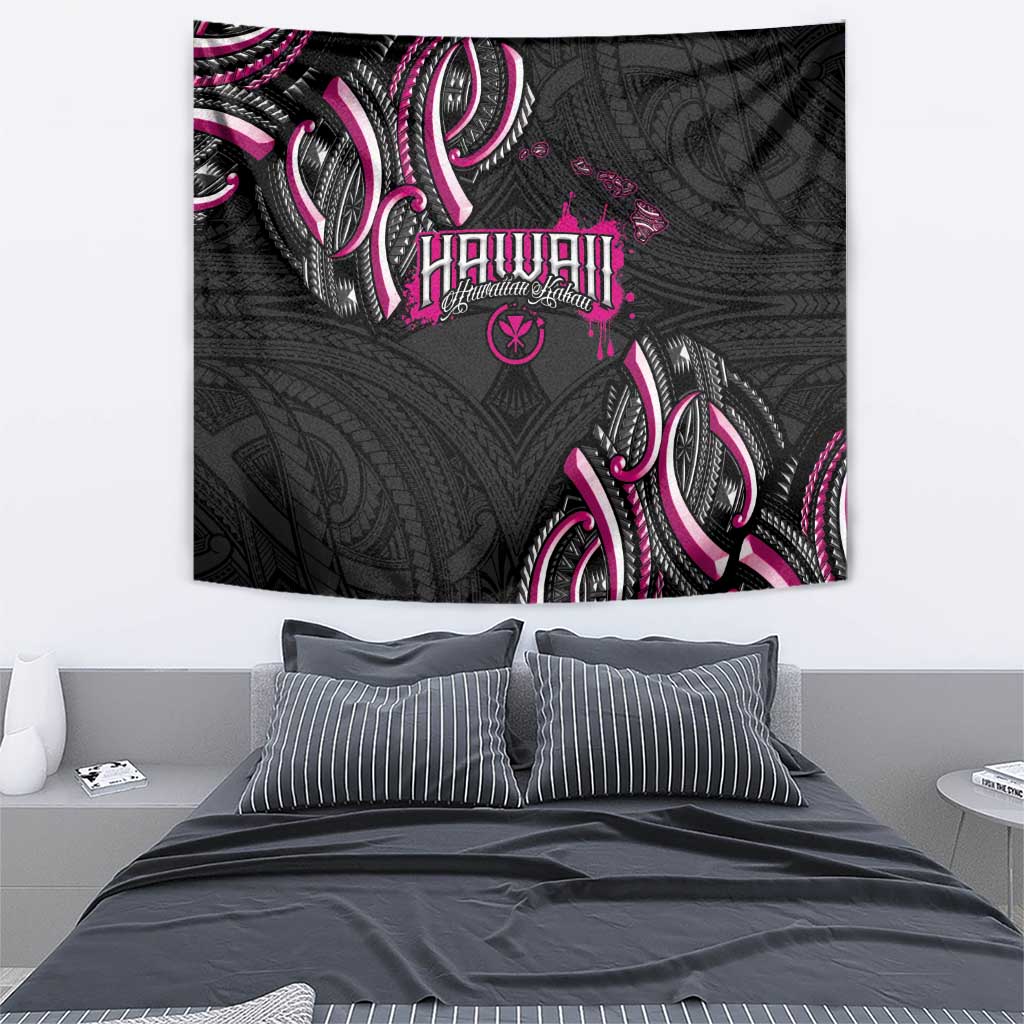 Traditional Art Hawaiian Kakau Tattoos Tapestry Pink Color - Polynesian Pride