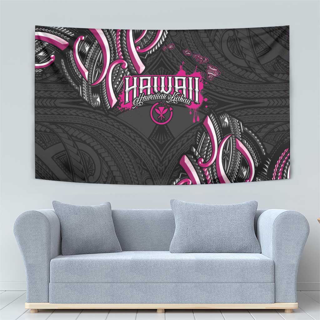 Traditional Art Hawaiian Kakau Tattoos Tapestry Pink Color - Polynesian Pride