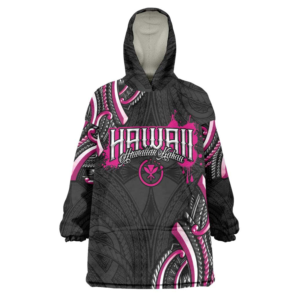 Traditional Art Hawaiian Kakau Tattoos Wearable Blanket Hoodie Pink Color - Polynesian Pride