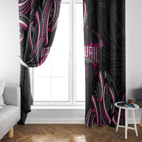 Traditional Art Hawaiian Kakau Tattoos Window Curtain Pink Color - Polynesian Pride