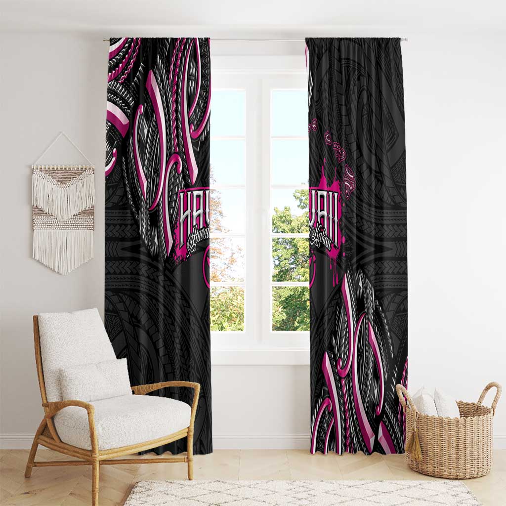 Traditional Art Hawaiian Kakau Tattoos Window Curtain Pink Color - Polynesian Pride