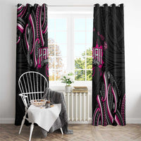 Traditional Art Hawaiian Kakau Tattoos Window Curtain Pink Color - Polynesian Pride