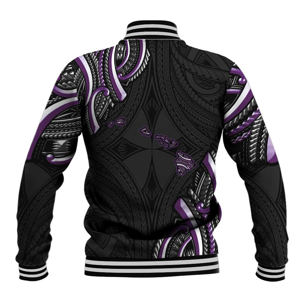 Traditional Art Hawaiian Kakau Tattoos Baseball Jacket Purple Color - Polynesian Pride