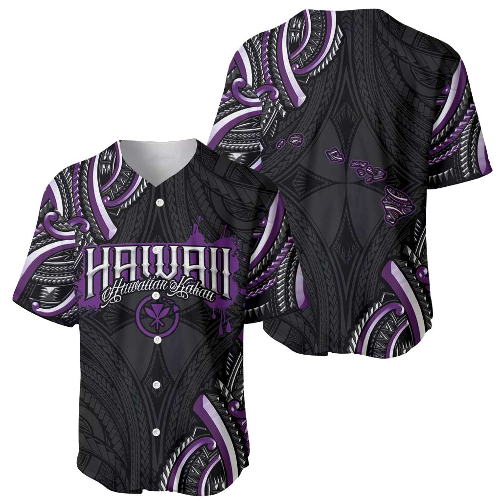 Traditional Art Hawaiian Kakau Tattoos Baseball Jersey Purple Color - Polynesian Pride
