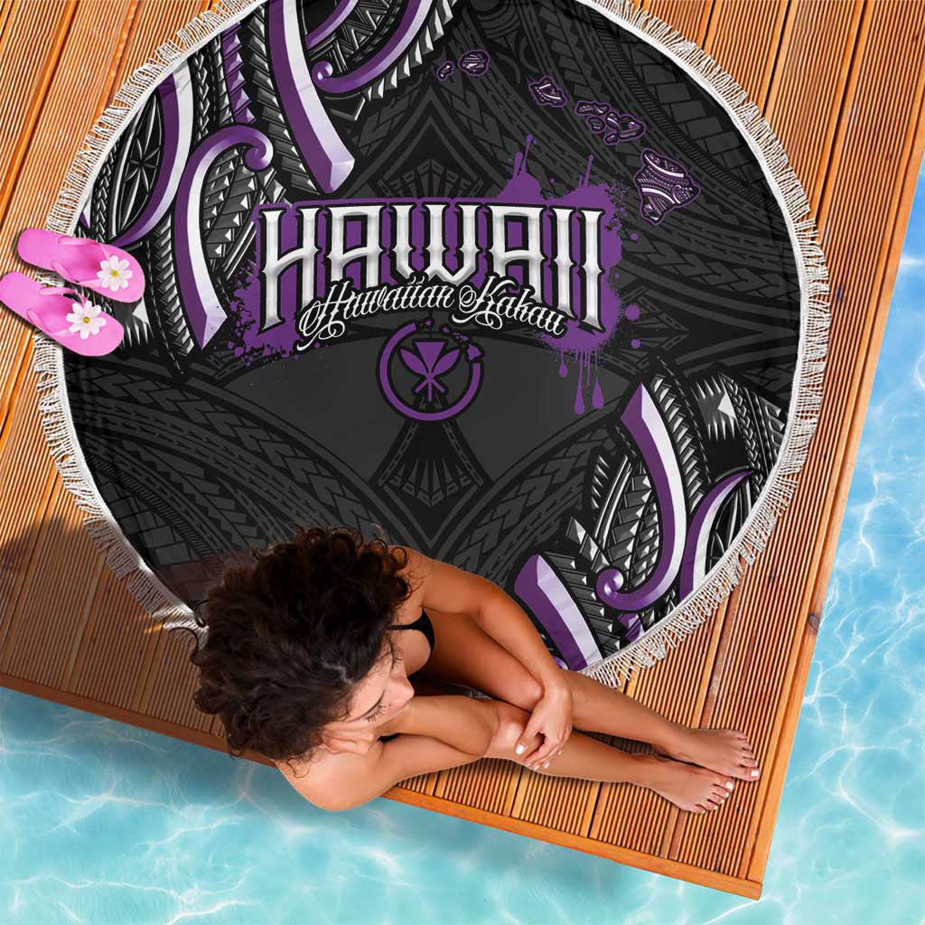 Traditional Art Hawaiian Kakau Tattoos Beach Blanket Purple Color - Polynesian Pride