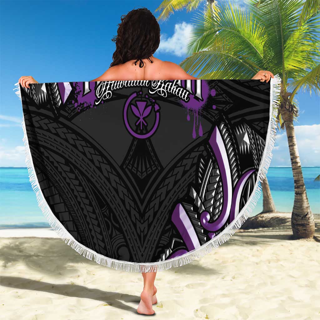 Traditional Art Hawaiian Kakau Tattoos Beach Blanket Purple Color - Polynesian Pride