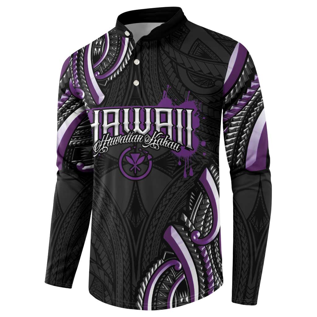 Traditional Art Hawaiian Kakau Tattoos Button Sweatshirt Purple Color - Polynesian Pride