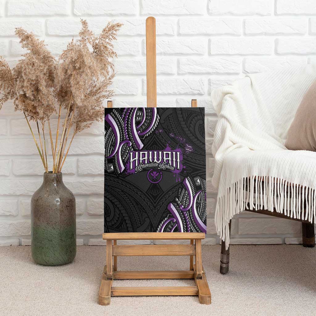 Traditional Art Hawaiian Kakau Tattoos Canvas Wall Art Purple Color - Polynesian Pride