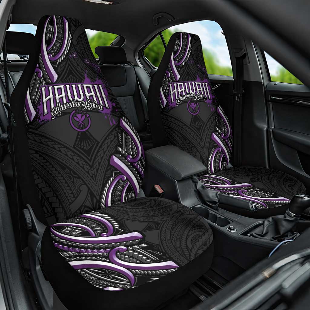 Traditional Art Hawaiian Kakau Tattoos Car Seat Cover Purple Color - Polynesian Pride