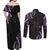 Traditional Art Hawaiian Kakau Tattoos Couples Matching Off Shoulder Maxi Dress and Long Sleeve Button Shirt Purple Color - Polynesian Pride