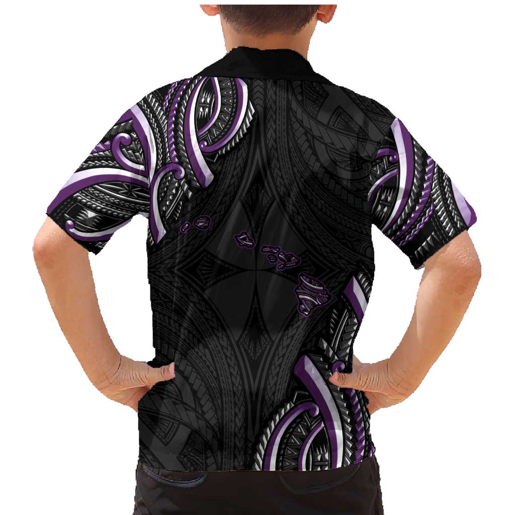Traditional Art Hawaiian Kakau Tattoos Family Matching Mermaid Dress and Hawaiian Shirt Purple Color - Polynesian Pride
