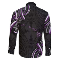 Traditional Art Hawaiian Kakau Tattoos Family Matching Summer Maxi Dress and Hawaiian Shirt Purple Color - Polynesian Pride