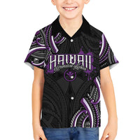 Traditional Art Hawaiian Kakau Tattoos Family Matching Tank Maxi Dress and Hawaiian Shirt Purple Color - Polynesian Pride