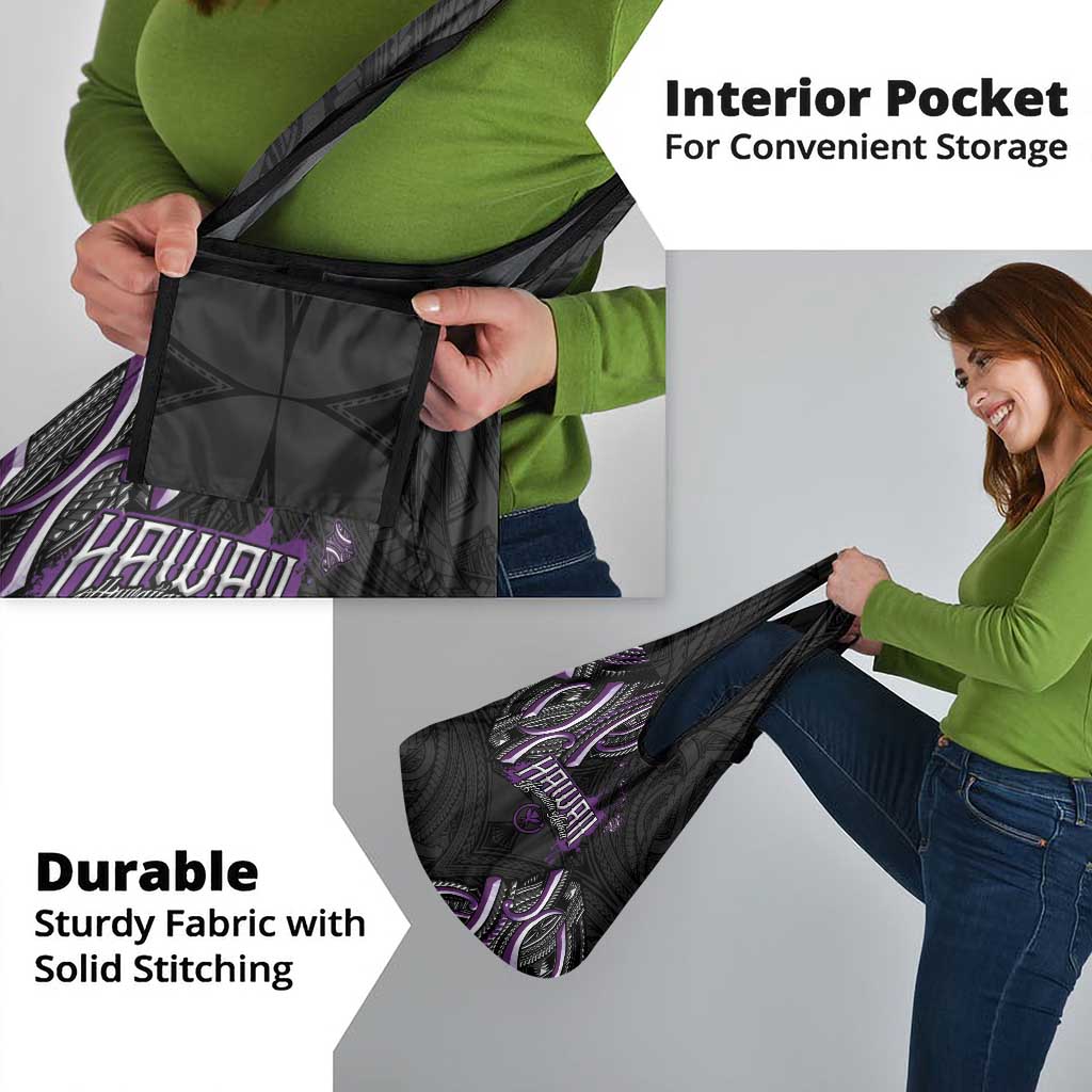 Traditional Art Hawaiian Kakau Tattoos Grocery Bag Purple Color - Polynesian Pride