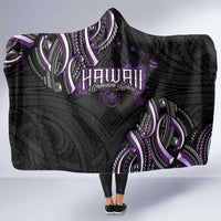 Traditional Art Hawaiian Kakau Tattoos Hooded Blanket Purple Color - Polynesian Pride