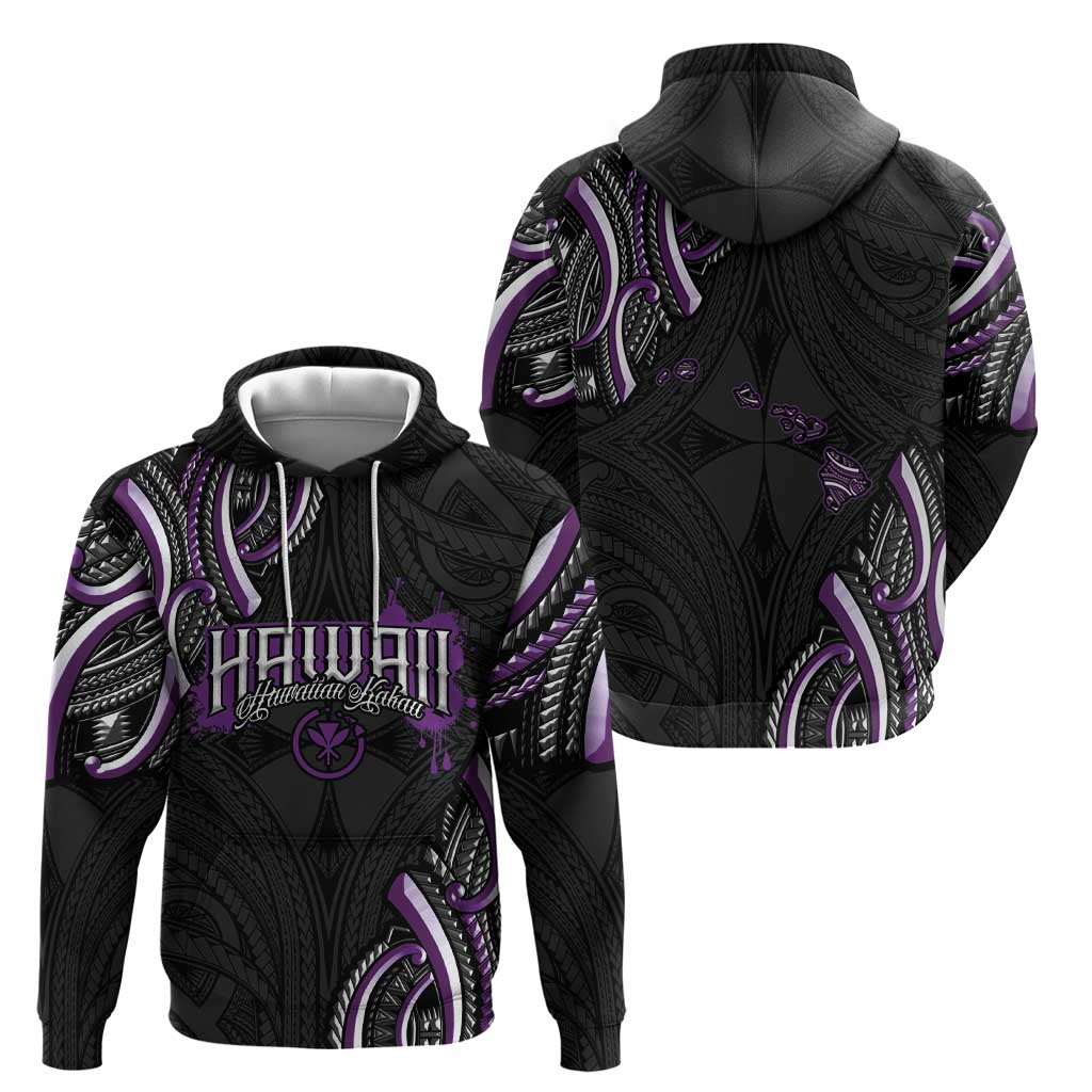 Traditional Art Hawaiian Kakau Tattoos Hoodie Purple Color - Polynesian Pride