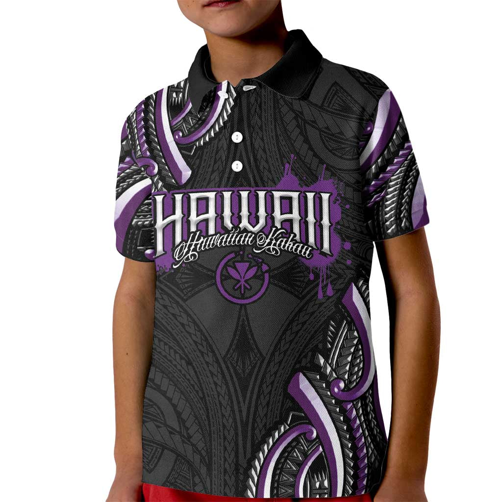 Traditional Art Hawaiian Kakau Tattoos Kid Polo Shirt Purple Color - Polynesian Pride