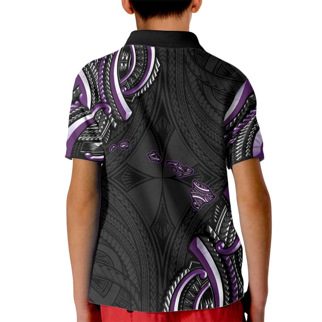 Traditional Art Hawaiian Kakau Tattoos Kid Polo Shirt Purple Color - Polynesian Pride