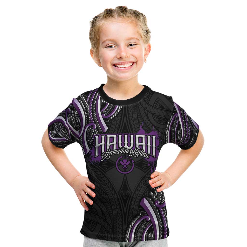 Traditional Art Hawaiian Kakau Tattoos Kid T Shirt Purple Color - Polynesian Pride
