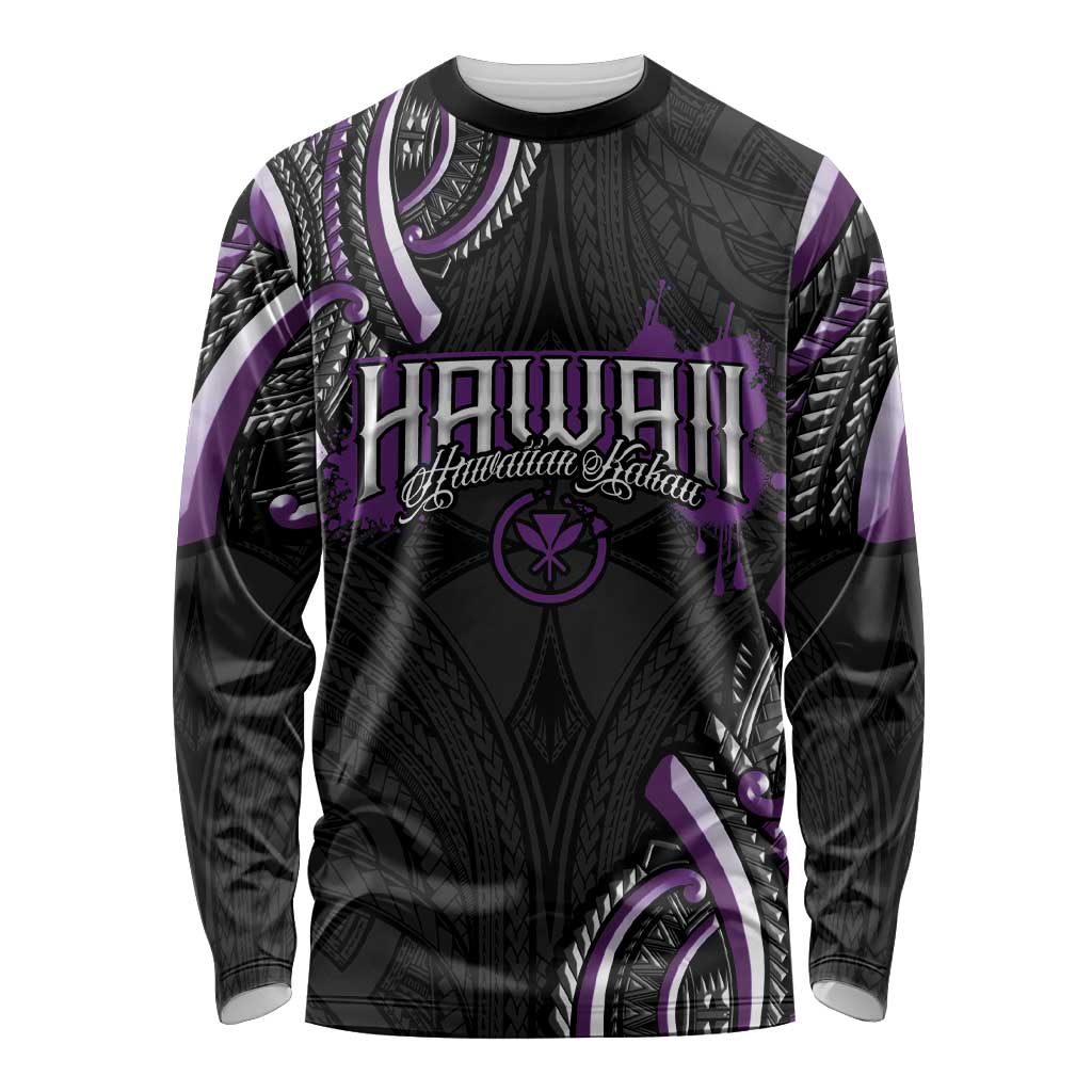 Traditional Art Hawaiian Kakau Tattoos Long Sleeve Shirt Purple Color - Polynesian Pride