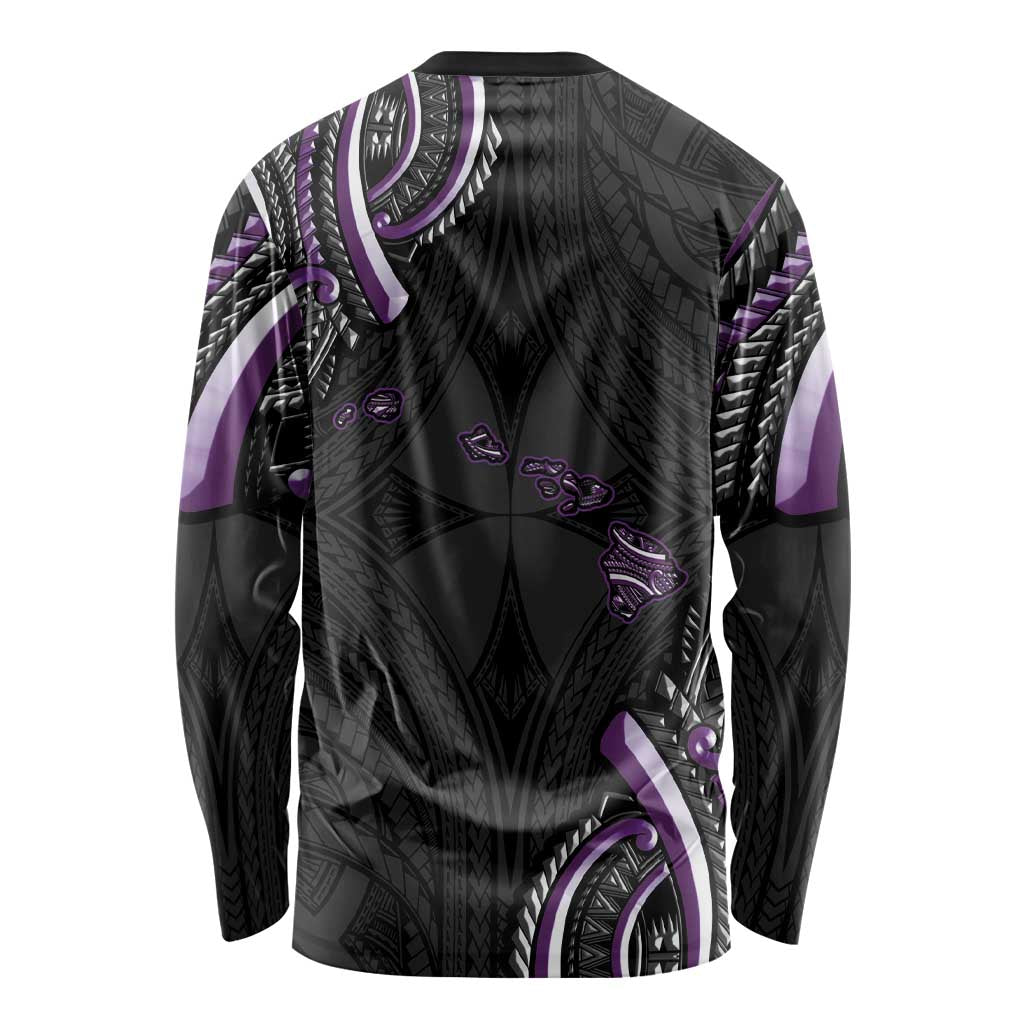 Traditional Art Hawaiian Kakau Tattoos Long Sleeve Shirt Purple Color - Polynesian Pride