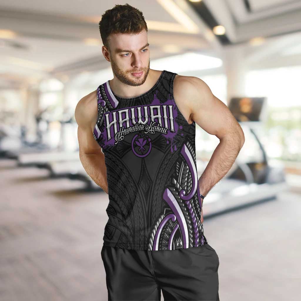 Traditional Art Hawaiian Kakau Tattoos Men Tank Top Purple Color - Polynesian Pride