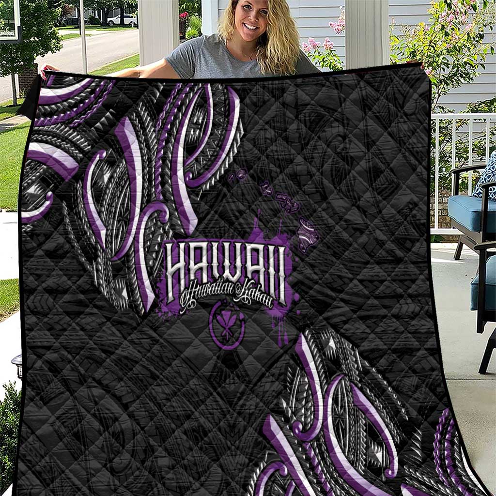 Traditional Art Hawaiian Kakau Tattoos Quilt Purple Color - Polynesian Pride