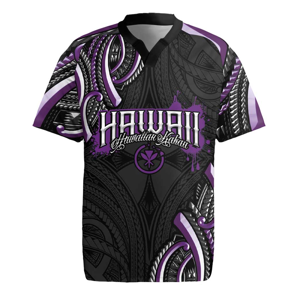 Traditional Art Hawaiian Kakau Tattoos Rugby Jersey Purple Color - Polynesian Pride
