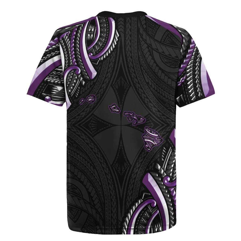 Traditional Art Hawaiian Kakau Tattoos Rugby Jersey Purple Color - Polynesian Pride