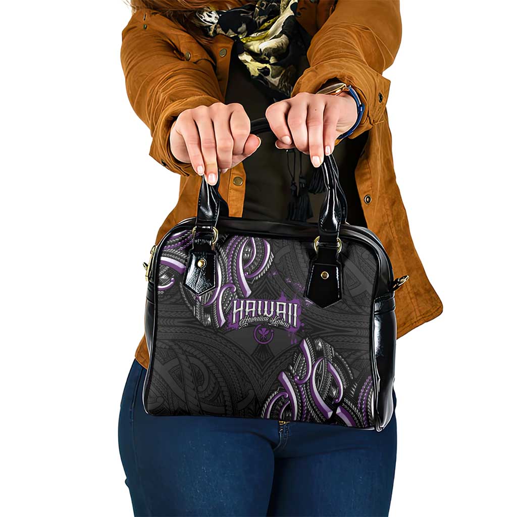 Traditional Art Hawaiian Kakau Tattoos Shoulder Handbag Purple Color - Polynesian Pride