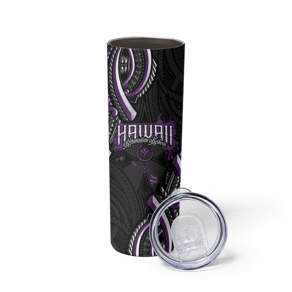 Traditional Art Hawaiian Kakau Tattoos Skinny Tumbler Purple Color - Polynesian Pride