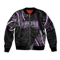 Traditional Art Hawaiian Kakau Tattoos Sleeve Zip Bomber Jacket Purple Color - Polynesian Pride