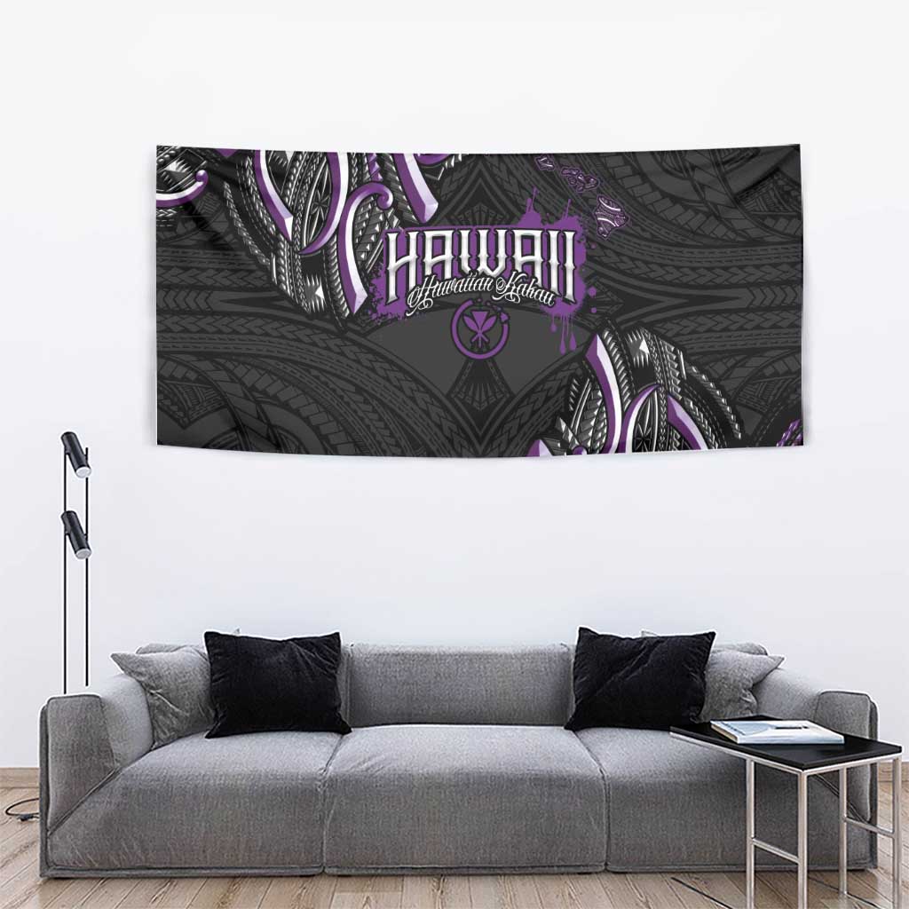Traditional Art Hawaiian Kakau Tattoos Tapestry Purple Color - Polynesian Pride