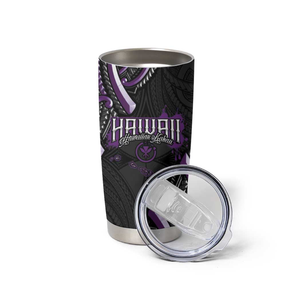 Traditional Art Hawaiian Kakau Tattoos Tumbler Cup Purple Color - Polynesian Pride