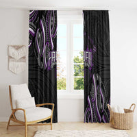 Traditional Art Hawaiian Kakau Tattoos Window Curtain Purple Color - Polynesian Pride