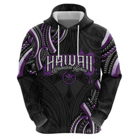 Traditional Art Hawaiian Kakau Tattoos Zip Hoodie Purple Color - Polynesian Pride