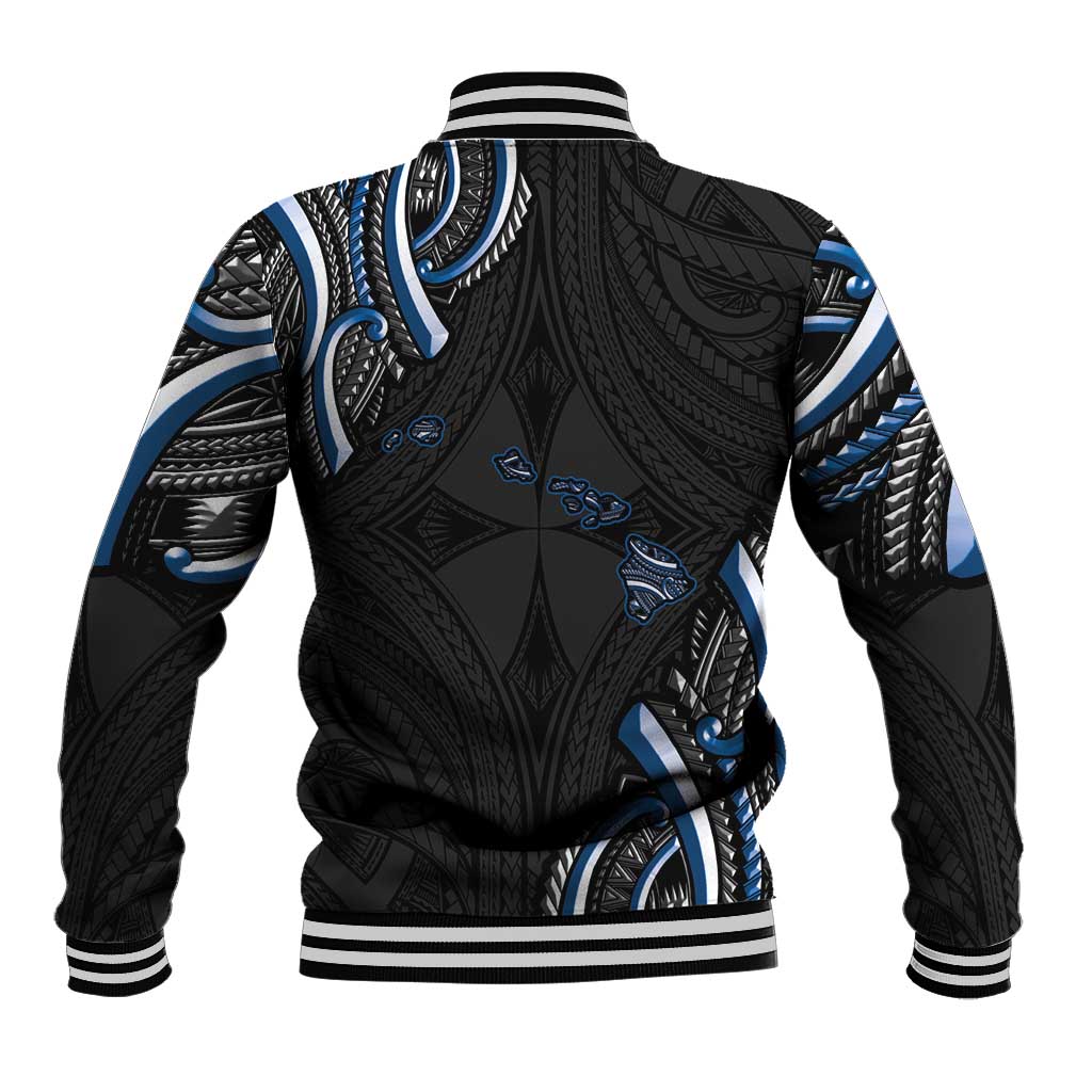 Traditional Art Hawaiian Kakau Tattoos Baseball Jacket Blue Color - Polynesian Pride
