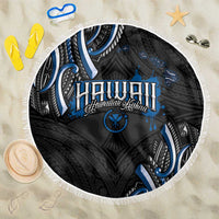 Traditional Art Hawaiian Kakau Tattoos Beach Blanket Blue Color - Polynesian Pride