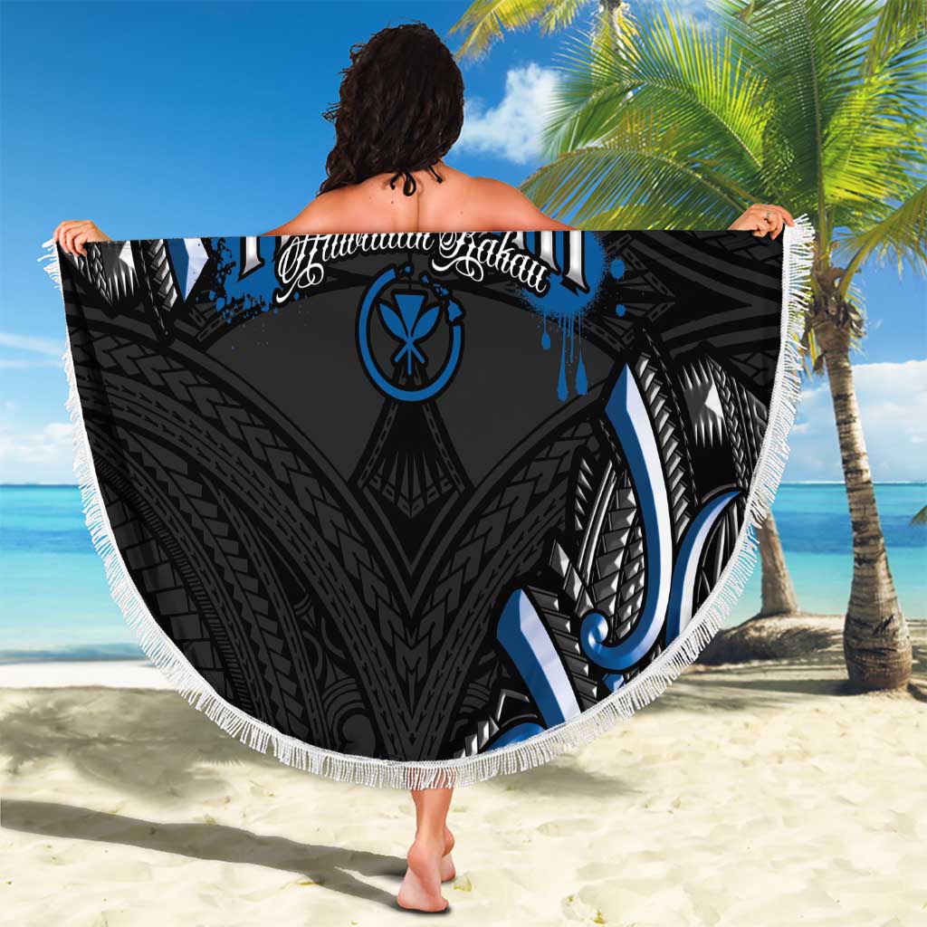 Traditional Art Hawaiian Kakau Tattoos Beach Blanket Blue Color - Polynesian Pride