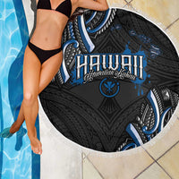 Traditional Art Hawaiian Kakau Tattoos Beach Blanket Blue Color - Polynesian Pride