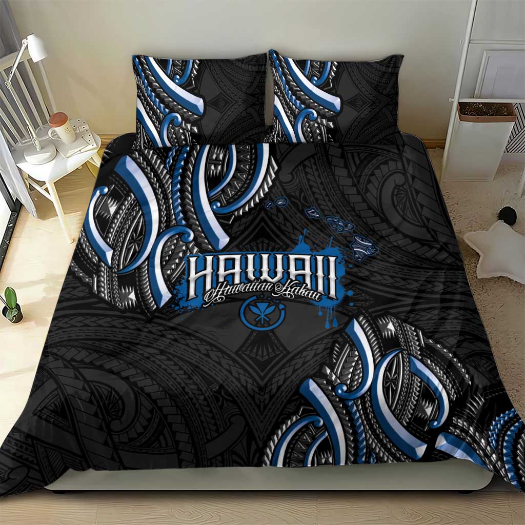 Traditional Art Hawaiian Kakau Tattoos Bedding Set Blue Color - Polynesian Pride