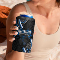 Traditional Art Hawaiian Kakau Tattoos 4 in 1 Can Cooler Tumbler Blue Color - Polynesian Pride