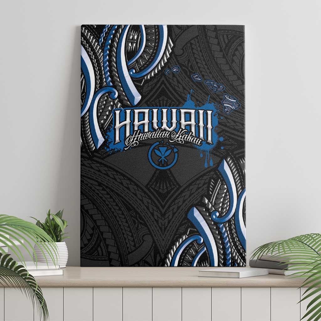 Traditional Art Hawaiian Kakau Tattoos Canvas Wall Art Blue Color - Polynesian Pride