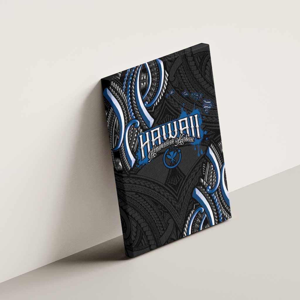 Traditional Art Hawaiian Kakau Tattoos Canvas Wall Art Blue Color - Polynesian Pride