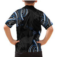 Traditional Art Hawaiian Kakau Tattoos Family Matching Mermaid Dress and Hawaiian Shirt Blue Color - Polynesian Pride