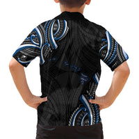 Traditional Art Hawaiian Kakau Tattoos Family Matching Summer Maxi Dress and Hawaiian Shirt Blue Color - Polynesian Pride