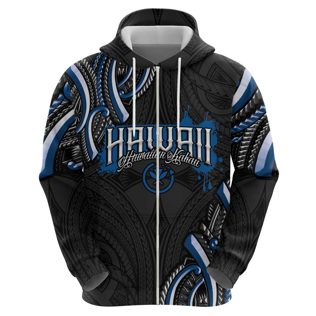 Traditional Art Hawaiian Kakau Tattoos Hoodie Blue Color - Polynesian Pride