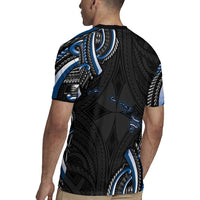 Traditional Art Hawaiian Kakau Tattoos Rugby Jersey Blue Color - Polynesian Pride