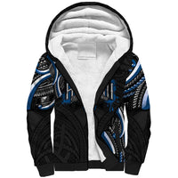 Traditional Art Hawaiian Kakau Tattoos Sherpa Hoodie Blue Color - Polynesian Pride